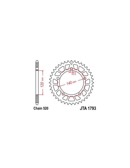 Corona de aluminio JT Sprockets 179344AL | Motoauto