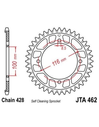 Corona JT Sprockets aluminio 46252AL | Motoauto