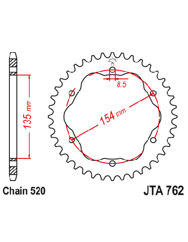 Corona JT Sprockets aluminio 76238AL | Motoauto