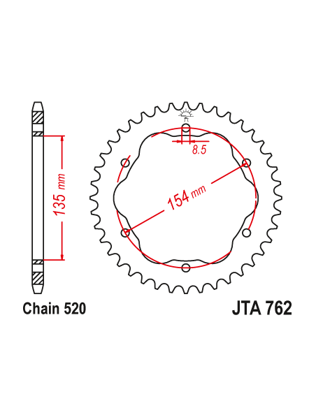 Corona JT Sprockets aluminio 76238AL | Motoauto
