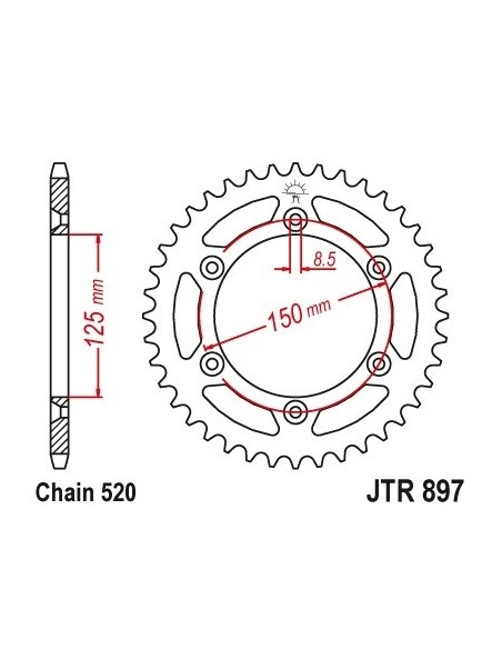 Corona JT Sprockets Acero JTR89740 | Motoauto