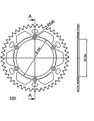 Corona Supersprox Aluminio Roja 47 D